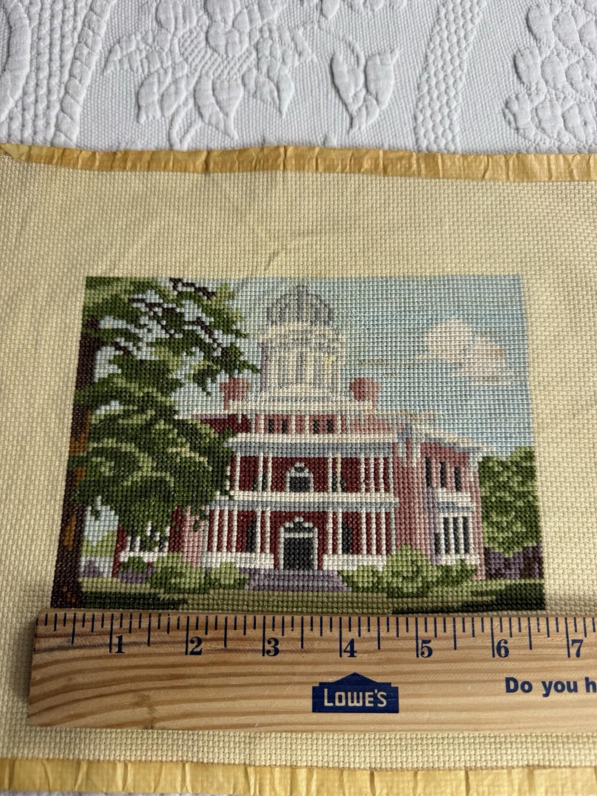Unframed, handmade, vintage completed cross stitch of Longwood In Natchez, MS