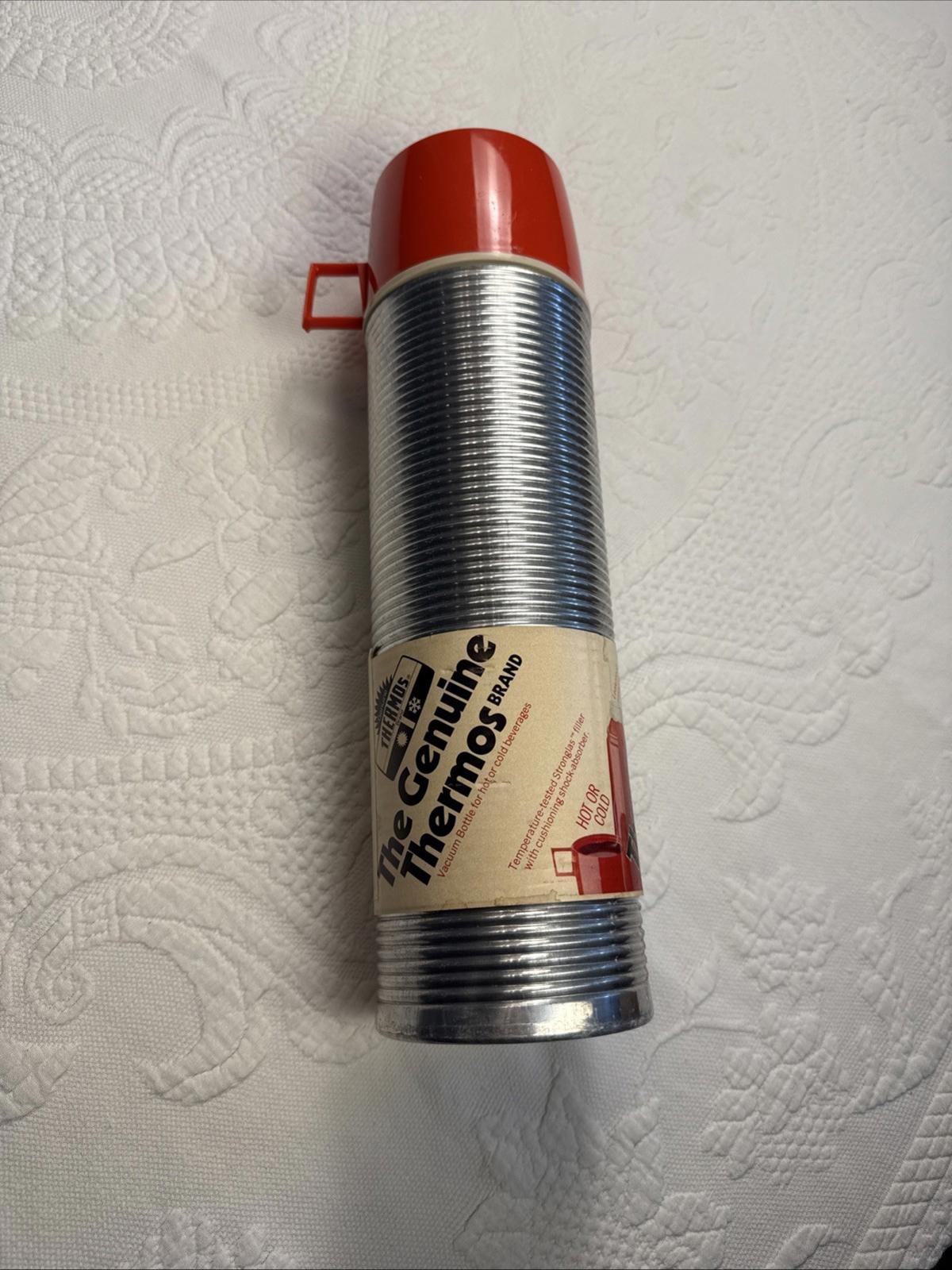 Vintage Aluminum Thermos Vacuum Bottle 2284 -  Pint Size  Red Cup USA