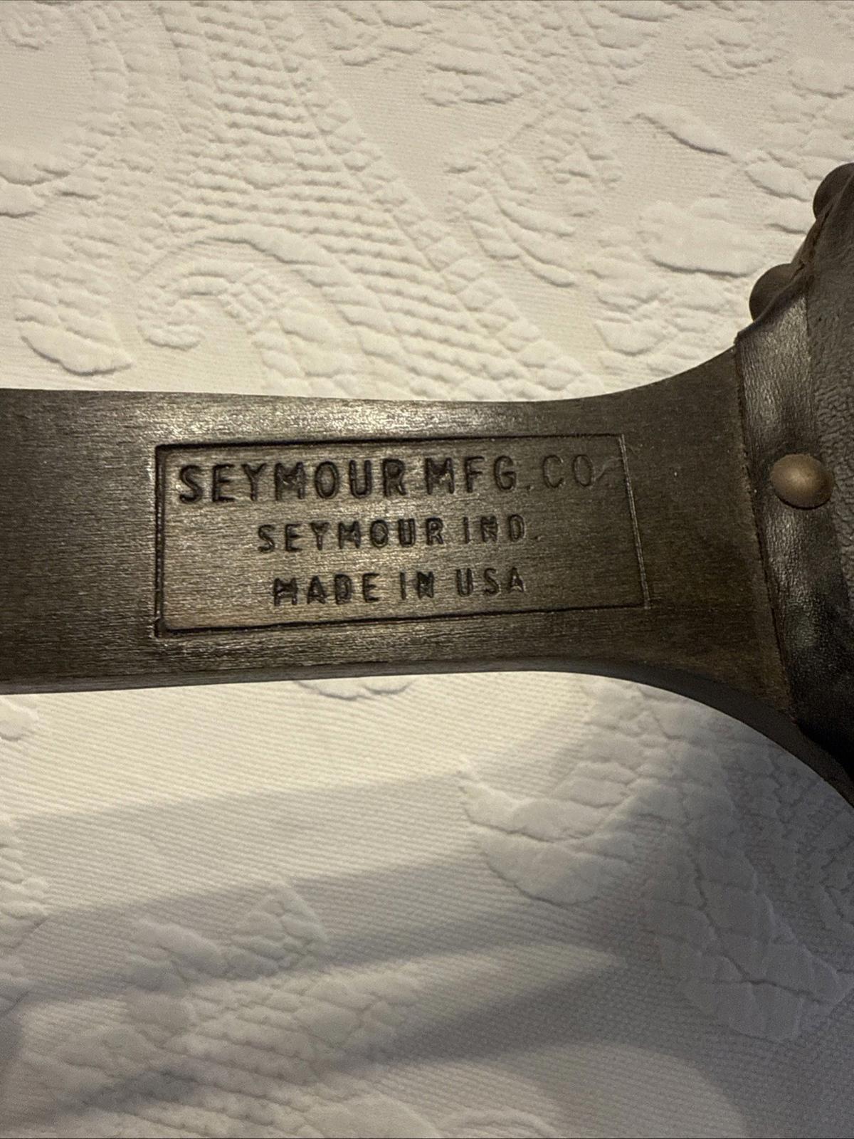 Vintage Fireplace Bellows Wood Brass Soft Leather Coat Of Arms Crest Seymour Mfg