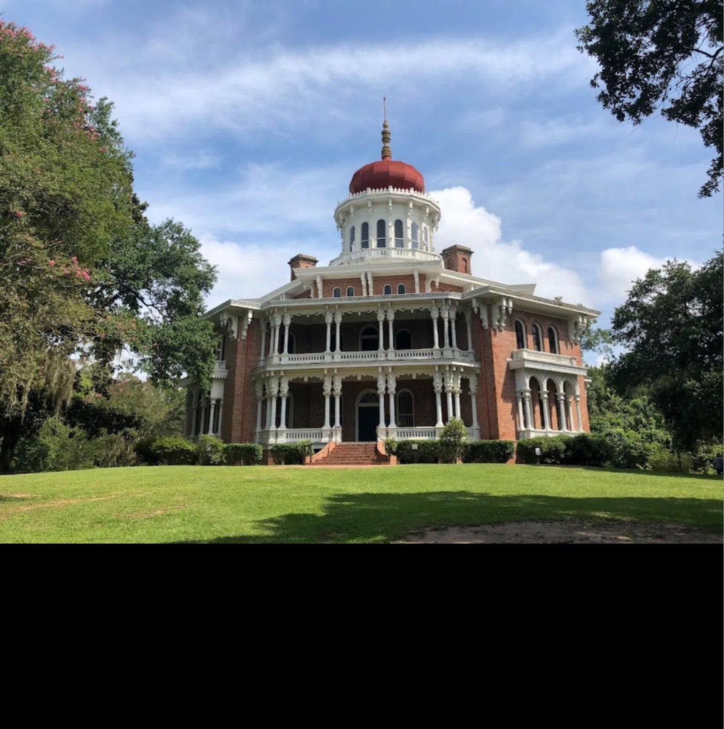 Unframed, handmade, vintage completed cross stitch of Longwood In Natchez, MS