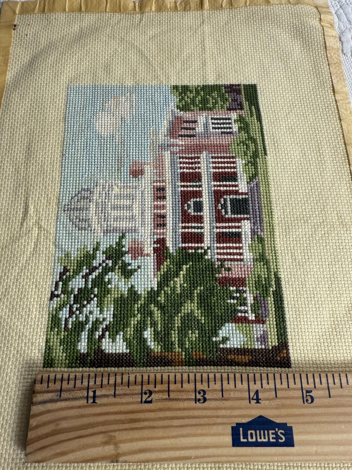 Unframed, handmade, vintage completed cross stitch of Longwood In Natchez, MS
